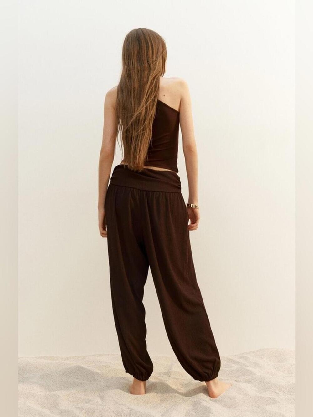 NWT DIVIDED by H&M | SZ XXS | Burgundy Crinkled Balloon-Leg Harem Pants - Picture 2 of 10